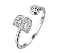 Suplight 925 Sterling Silver CZ Initial Ring, Dainty Adjustable A-Z Alphabet Letter Engagement Wedding Promise Rings Jewellery for Women (with Gift Box)