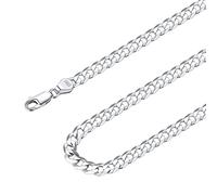 Suplight 925 Sterling Silver Flat Solid Cuban Necklace for Men 26 Inch Mens Silver Chain 5mm Men's Necklace Chains Gift for Father Brother Boyfriend