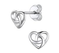 Suplight 925 Sterling Silver Heart Celtic Knot Earrings Dainty Simple Heart Stud Earrings Irish Jewelry for Women Girls