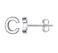 Suplight 925 Sterling Silver Letter Earrings c Dainty Minimalist Jewelry Alphabet Monogram Initial Stud Earrings for Sensitive Ears women Christmas Birthday Gifts