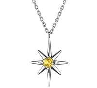 Suplight 925 Sterling Silver Small Tiny North Star November Birthstone Pendant Necklace, Dainty Celestial Polaris Starburst Necklace for Women Girls