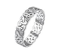 Suplight 925 Sterling Silver Triune Knot Ring, Womens Triquetra Ring, 5mm Celtic Rings for Women Girls Size 7