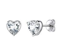 Suplight April Birthstone Earrings Hypoallergenic, 925 Sterling Silver Crystal Cubic Zirconia Stud Earrings Dainty Small Nickel Free Heart Earrings for Women Teen Girls