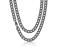 Suplight Black Cuban Curb Chain for Men, Women 9mm Stainless Steel 24 Inches Solid Miami Cuban Link Chain Necklace Hip Hop Jewelry