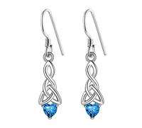 Suplight Celtic Knot Earrings For Women Sterling Silver, Irish Knot Earrings, December Birthstone Dangle Earrings, Womens Celtic Birthstone Earrings