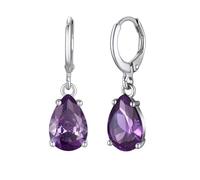 Suplight Cubic Zirconia Teardrop Earrings For Women Daughter Dangle Earings February Purple Birthstone Valentines Jewellery 925 Sterling Silver