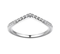 Suplight CZ Wishbone Ring Sterling Silver V Shape Curved Chevron Eternity Wedding Band for Women Size 5