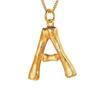 Suplight Gold Bamboo Letter Necklace A Personalized Jewelry Oversize Initial Alphabet a Name Charm Necklace for Women