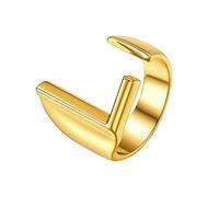Suplight Gold Bold Initial Letter L Open Ring, Personalized Adjustable Ring Alphabet A-Z, Thick Band Ring Gold, Chunky Big Statement Rings Fashion Jewelry Gift for Women