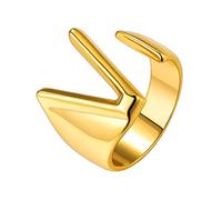 Suplight Gold Bold Initial Letter Open Ring Adjustable, Initial V Ring Jewelry, Trendy Alphabet Monogram Finger Rings, Big Statement Rings for Women Girls