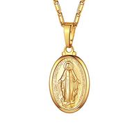 Suplight Gold Plated Miraculous Mary Medal Necklace Virgin of Guadalupe Religious Virgin Mary Medallion Pendant Necklace for Women Girls