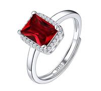 Suplight January Birthstone Rings Sterling Silver Rings for Women Garnet Ring Adjustable