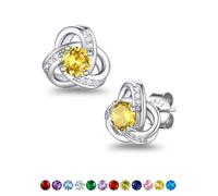 Suplight Love Knot Earrings for Women Girls 925 Sterling Silver November Birthstone Stud Earring Womens Yellow Topaz Cubic Zirconia Earings Valentines Jewellery