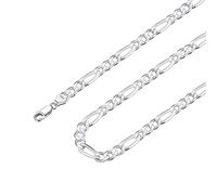 Suplight Men's 925 Sterling Silver Chain 5mm Silver Chain Men Flat Figaro Chains 18 Inch Solid Necklace Mens Jewellery Gift for Son Father Husband Grandson