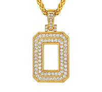 Suplight Necklace Letter O, Bling Hip Hop Jewelry, Gold Plated Micro Pave Cubic Zirconia A-Z Alphabet Initial Pendant Necklace for Men Boys