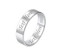 Suplight Personalised Simple Band Ring for Mother Womens 925 Sterling Silver Promise Rings Custom Jewellery Personalised Gifts Size 8