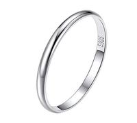 Suplight Plain Silver Band Rings for Women, 925 Sterling Silver Wedding Band Simple Thin Stackable Ring for Index Thumb Finger Size 12