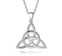 Suplight Silver Necklace for Women Irish Jewelry 925 Sterling Silver Triquetra Pendant Celtic Knot Necklace Gifts