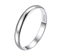 Suplight Tarnish Resistant Comfort Fit Wedding Band Women, 925 Sterling Silver Ring High Polish Plain Dome 3MM Thin Stackable Band Ring for Women Teens Size 7