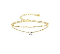 Suplight Waterproof Anklets Gold April Crystal Birthstone Anklet for Women, Adjustable Anklet