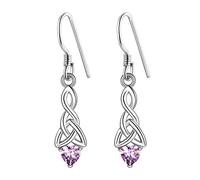 Suplight Womens Alexandrite June Birthstone Earring Irish Celtic Knot Earrings For Women 925 Sterling Silver