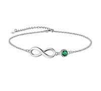 Suplight Womens Anklet Summer Beach Jewelry Green Emerald May Birthstone Infinity Anklet for Women Sterling Silver