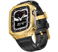 SUPLINK Silicone Band and Stainless Steel Case Compatible with Gold Apple Watch Ultra 2 Straps/ 1/ Apple Ultra Watch 3 Straps Men, Metal Rugged Protective Bumper for iWatch Strap 49mm