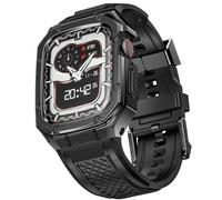 SUPLINK Silicone Bands and Stainless Steel Case Compatible with Apple Watch Series 11 Band/Apple Watch Series 10 Band 46mm, Rugged Protective Bumper for iWatch Bands Men, Black