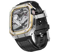 SUPLINK Silicone Bracelets Stainless Steel Case for Apple Watch Ultra 3/2/1 & SE 3/2/1 & Series 11 10 9 8 7 6 5 4 3 2 1 49 mm 46 mm 45 mm 44 mm 42 mm 41 mm 40 mm 38 mm, Rugged Bumper Case Bands for