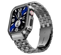 SUPLINK Stainless Steel Case with Strap for Apple Watch Ultra 3/2/1 & SE 3/2/1 & Series 11 10 9 8 7 6 5 4 3 2 1 49mm 46mm 45mm 44mm 42mm 41mm 40mm 38mm, Rugged Bumper Case Strap for Men