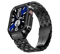 SUPLINK Stainless Steel Case with Strap for Apple Watch Ultra 3/2/1 & SE 3/2/1 & Series 11 10 9 8 7 6 5 4 3 2 1 49mm 46mm 45mm 44mm 42mm 41mm 40mm 38mm, Rugged Bumper Case Strap for Men