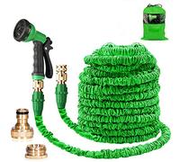 Suplong 100ft Expandable Garden Hose, Expanding Hose Pipe with 1/2",3/4" Fittings,Lightweight Garden Hose Expandable with 8 Function Spray Nozzle (100ft, Green)