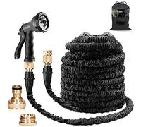 Suplong Expandable Garden Hose 100ft, Expanding Hose Pipe with 1/2",3/4" Fittings,Lightweight Garden Hose Expandable with 8 Function Spray Gun(100ft, Black)