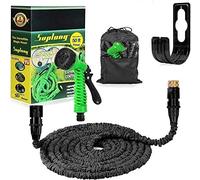 Suplong Expandable Garden Hose 50ft,Expanding Hose Pipe with 1/2",3/4" Fittings,Lightweight Flexible Garden Hose with 7 Function Spray Nozzle(Black, 50ft)