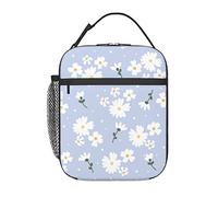 SUPLUCHOM Lunch Box Girl Daisy Flower Purple Floral Spring Insulated Bag Reusable with Side Pocket for Work School Picnic Hiking Daytrip Women Kids Over 3 Years Old
