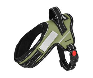 SuplutuX Soft No Pull Dog Harness - Green, Reflective Strips, Customizable Hook-and-Loop Patches, Adjustable Breathable Vest with Soft Neck Pad & Locking Buckle for Small Medium Large Dogs-S