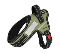 SuplutuX Soft No Pull Dog Harness - Green, Reflective Strips, Customizable Velcro Patches, Adjustable Breathable Vest with Soft Neck Pad & Locking Buckle for Small Medium Large Dogs-M