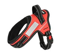 SuplutuX Soft No Pull Dog Harness - Red, Reflective Strips, Customizable Velcro Patches, Adjustable Breathable Vest with Soft Neck Pad & Locking Buckle for Small Medium Large Dogs-XL