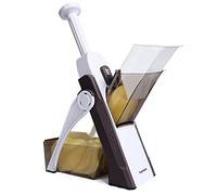 SUPMAKIN Safe Mandoline Vegetable Slicer, Potato Chip Cutter, Multifunctional Veg Chopper with 4 Cutting Modes to Slice, Dice, Chop, Julienne, Best Kitchen Gadgets Once for All Brown