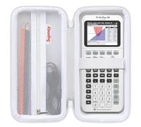 Supmay Calculator Case Compatible with Texas Instruments TI-84 Plus CE/TI-84 Plus/TI-83 Plus/TI-83 Plus CE Color Graphing Calculator, Storage Holder Case with Mesh Pocket for USB Cable, White