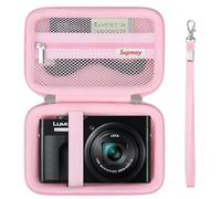Supmay Camera Case for Panasonic LUMIX TZ99/ TZ300 Compact Travel Zoom Camera/ LX10 TZ200D TZ200 TZ80D TZ80 TZ100 TZ70 TZ60, Protective Case Bag with Mesh Pocket for Battery Pack, USB Cable, Pink