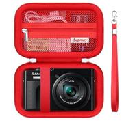 Supmay Camera Case for Panasonic LUMIX TZ99/ TZ300 Compact Travel Zoom Camera/ LX10 TZ200D TZ200 TZ80D TZ80 TZ100 TZ70 TZ60, Protective Case Bag with Mesh Pocket for Battery Pack, USB Cable, Red