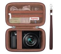 Supmay Camera Case for Panasonic LUMIX TZ99/ TZ300 Compact Travel Zoom Camera/ LX10 TZ200D TZ200 TZ80D TZ80 TZ100 TZ70 TZ60, Protective Case Bag with Mesh Pocket for Battery Pack, USB Cable, Brown
