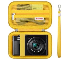 Supmay Camera Case for Panasonic LUMIX TZ99/ TZ300 Compact Travel Zoom Camera/ LX10 TZ200D TZ200 TZ80D TZ80 TZ100 TZ70 TZ60, Protective Case Bag with Mesh Pocket for Battery Pack, USB Cable, Yellow