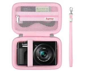 Supmay Camera Case for Panasonic LUMIX TZ99/ TZ300 Compact Travel Zoom Camera/ LX10 TZ200D TZ200 TZ80D TZ80 TZ100 TZ70 TZ60, Protective Case Bag with Mesh Pocket for Battery Pack, USB Cable, Pink
