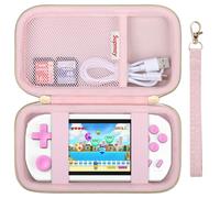 Supmay Carrying Case Compatible with Aojiao Handheld Games Consoles for Kids Preloaded 218 Retro Video Games, Portable Gaming Electronic Toys Storage Holder Travel Bag with Mesh Pocket, Pink