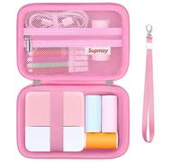 Supmay Carrying Case for cudinham Print Pods Mini Printer, Thermal Inkless Sticker Maker Storage Holder Bag with Mesh Pocket for Rolls Print Pods Printing Paper, Power Cable, Pink2