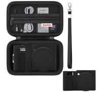 Supmay Carrying Case for Panasonic LUMIX TZ99 Point and Shoot Camera, Hard Case*1+Soft Silicone Cover*1, TZ99/ZS99 Digital Camera Soft Silicone Protective Bag with Removable Lens Cover, Black