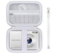 Supmay Carrying Case for VAHOIALD/for Taichaeu/for ZMOQNG/for STUOGYUM/for LOUM Digital Camera, Digital Point and Shoot Camera Storage Holder Travel Bag with Mesh Pocket for Battery, SD Card, White