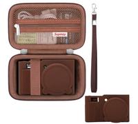 Supmay Case for Panasonic LUMIX DC-TZ99E Compact Travel Zoom Camera, Brown | Hard Case*1+Soft Silicone Cover*1+Wrist Strap*1, TZ99 Digital Camera Soft Silicone Protective Bag with Removable Lens Cover